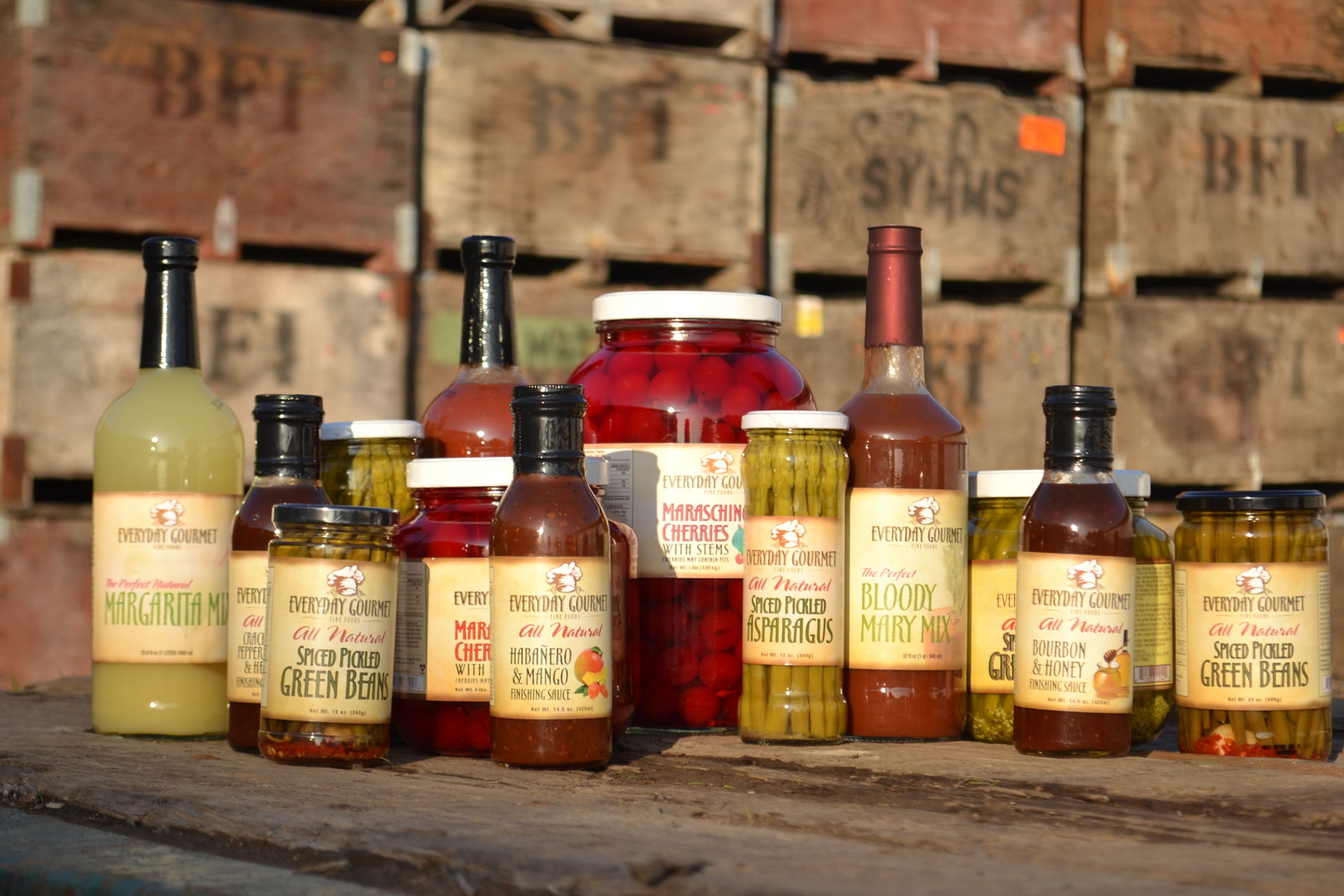 Bell Enterprises complete product line including sauces, pickled vegetables, and specialty foods